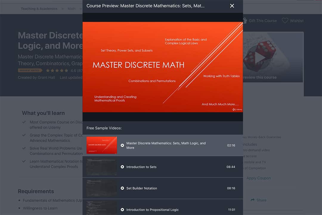 master discrete maths course preview by grant hall