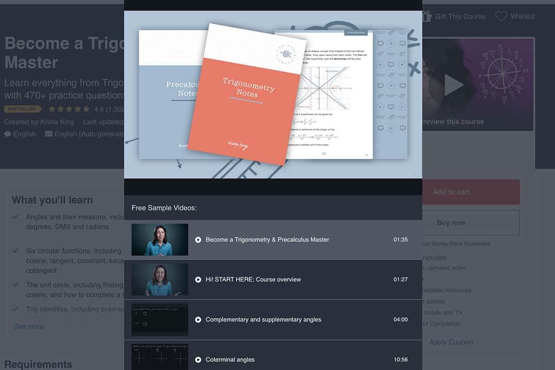 trigonometry and precalculus notes in krista king's online course