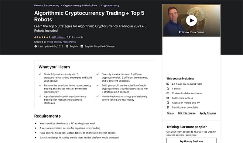 algorithmic trading top robots for crypto course