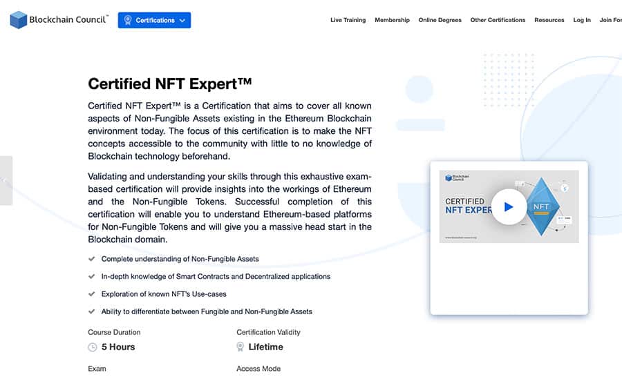 blockchain council certification for nft expert