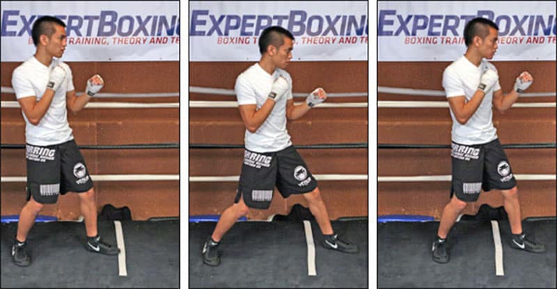 boxing coach showing basic footwork stances