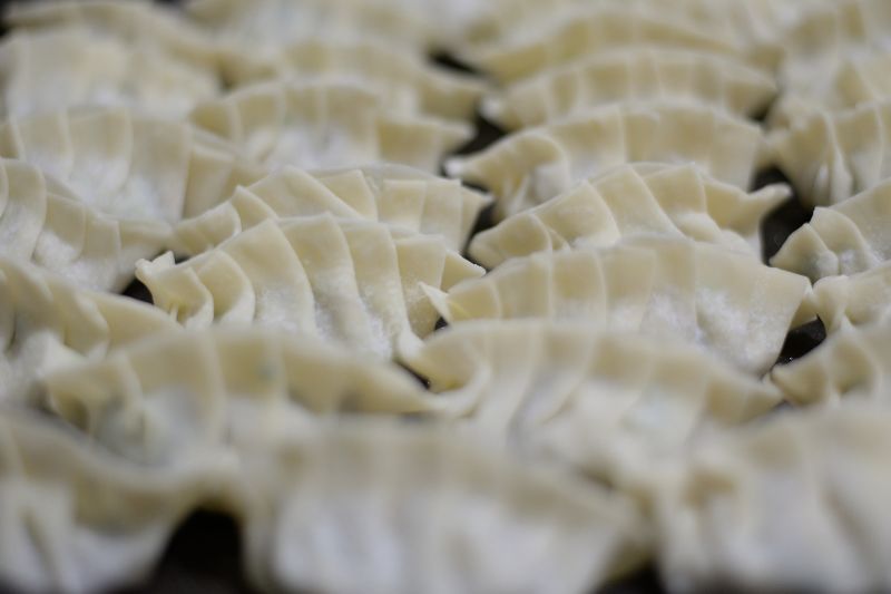 chinese dumplings ready to be cooked