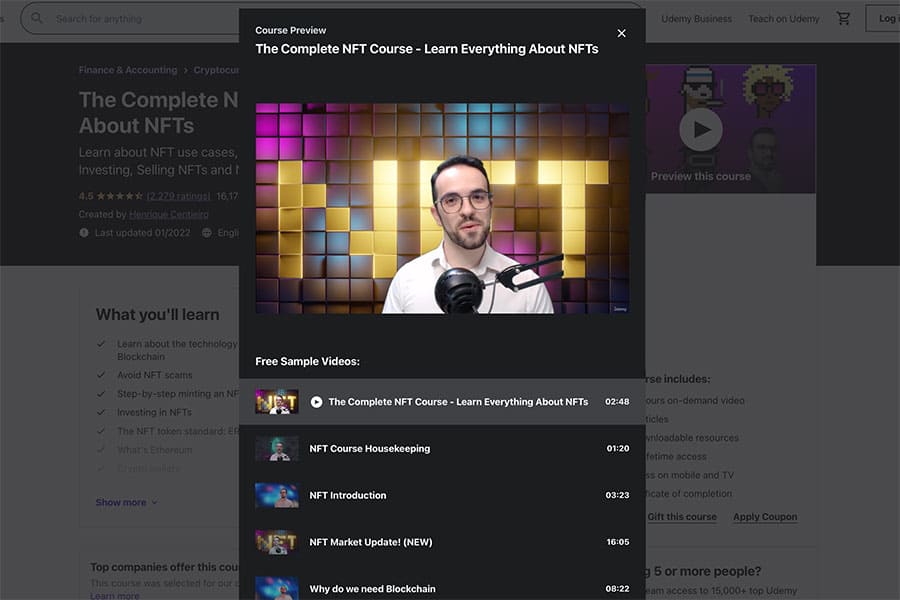 Complete NFT course on udemy