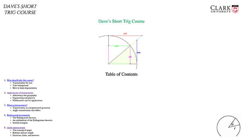 dave's short trig course table of content