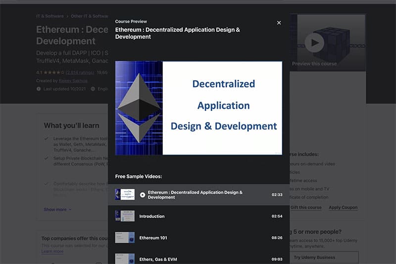 Decentralized application design and development course syllabus