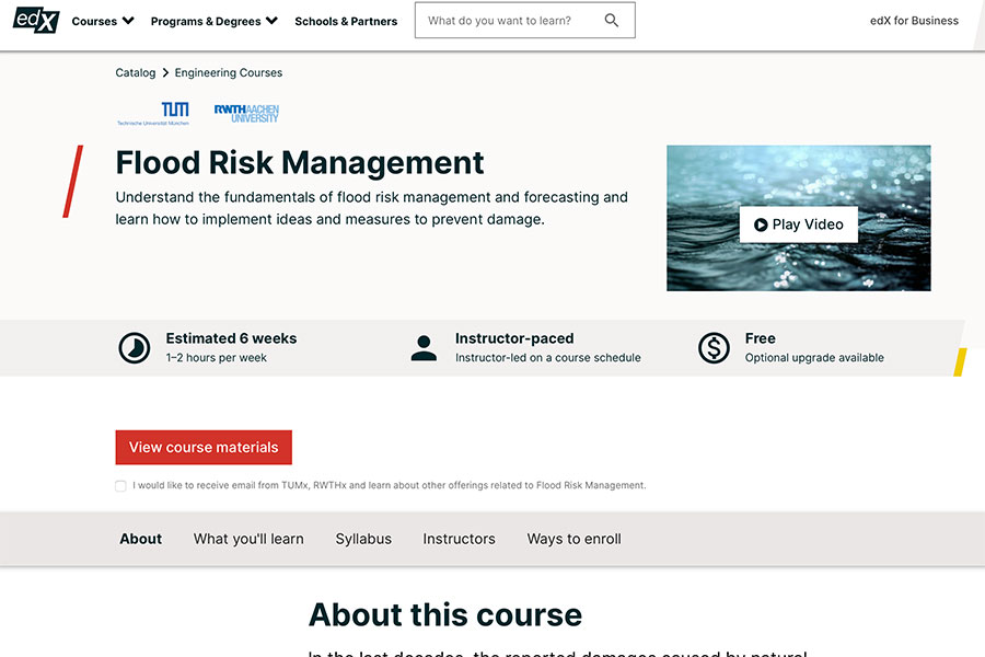 EdX Course on flood risk management