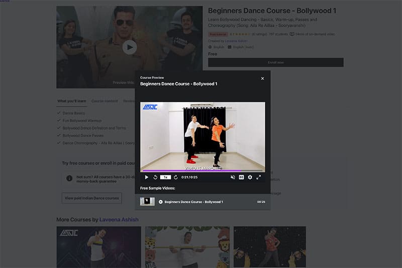 free bollywood course basics