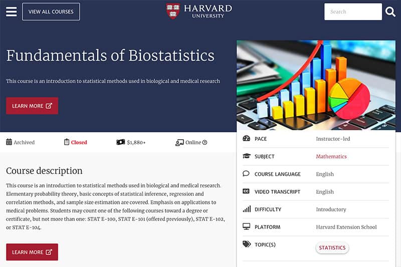 presentation of a harvard university course about biostatistics