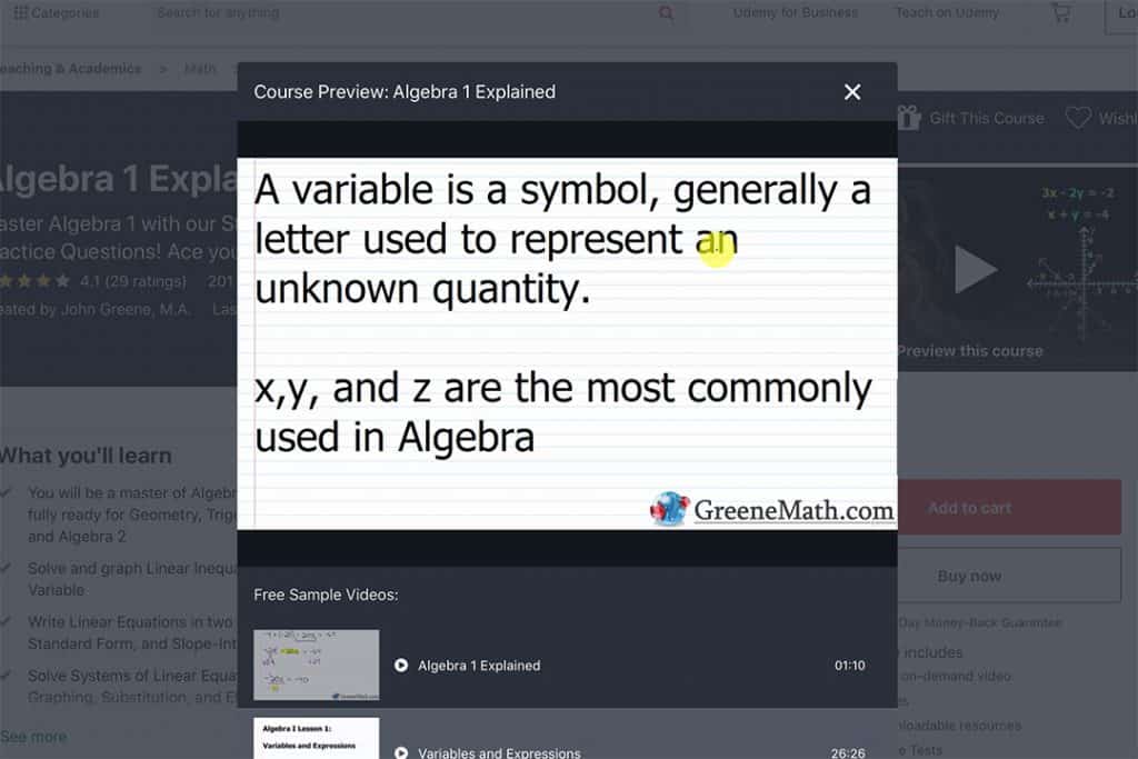 algebra 1 explained by John greene course preview