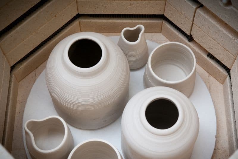 inside a kiln after firing with ceramic bisque