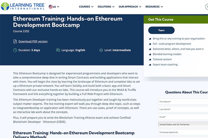 learning tree eth developer bootcamp