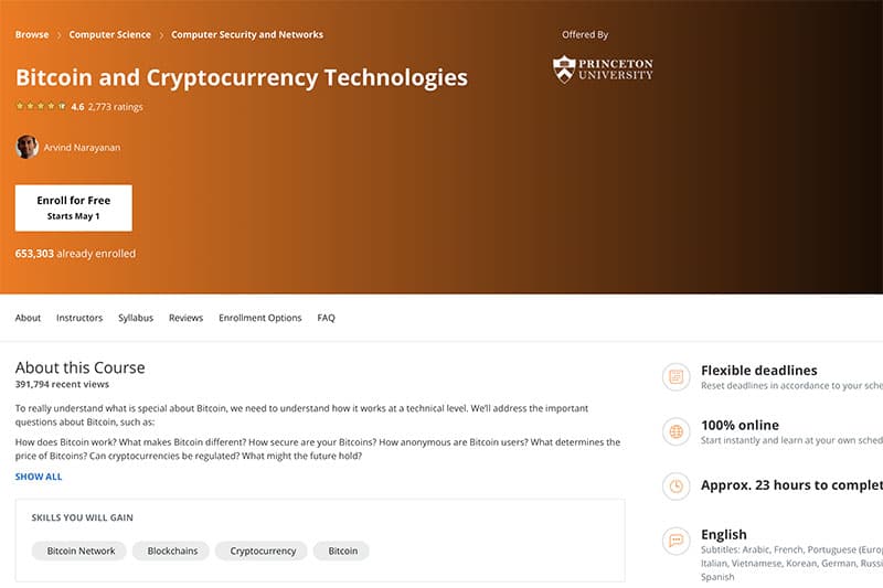 princeton university bitcoin technology course