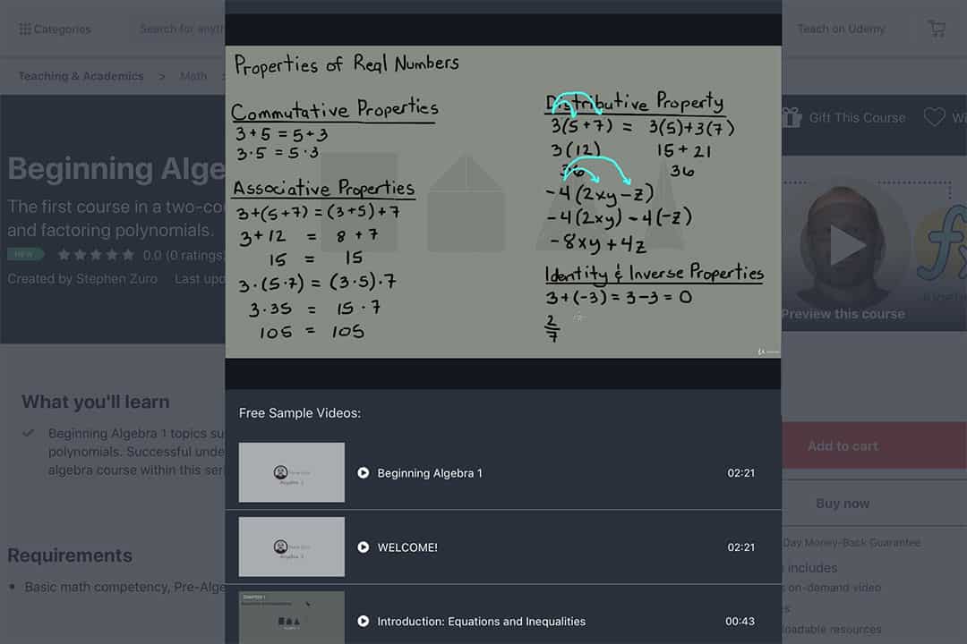 properties of real numbers