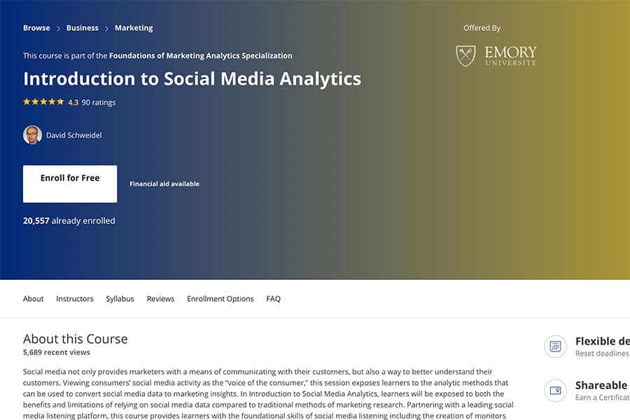social media analytics introduction course