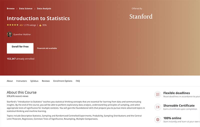 introduction to statistics online course