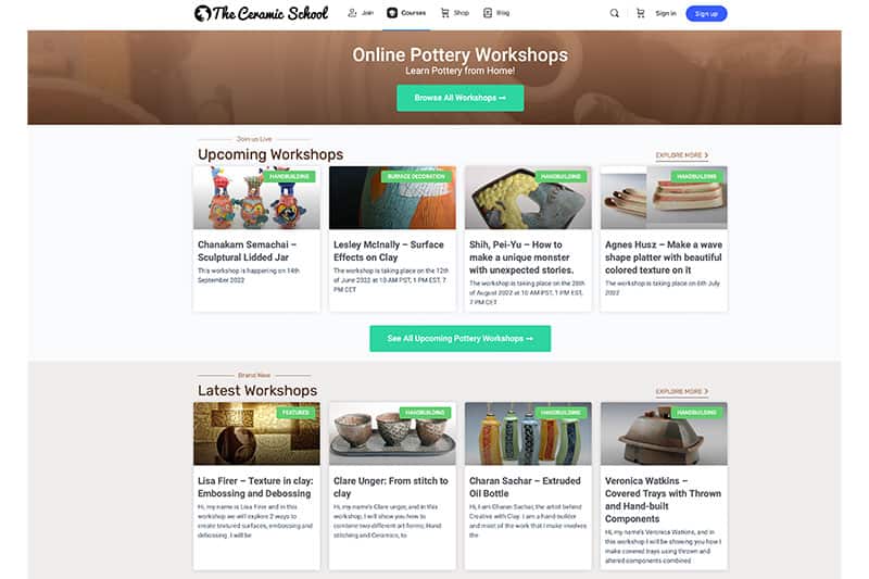 the ceramic school online workshops preview