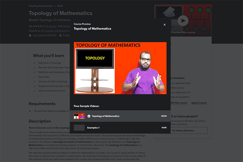 topology of mathematics course preview