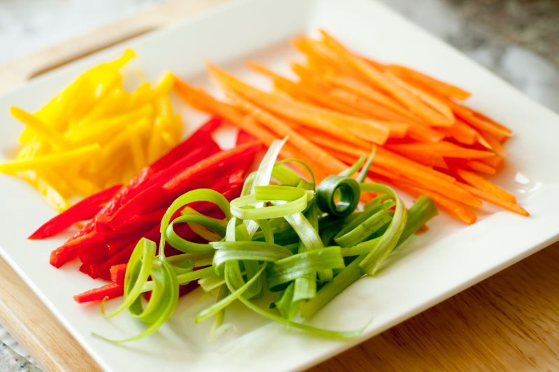 vegetables chopped in a julienne